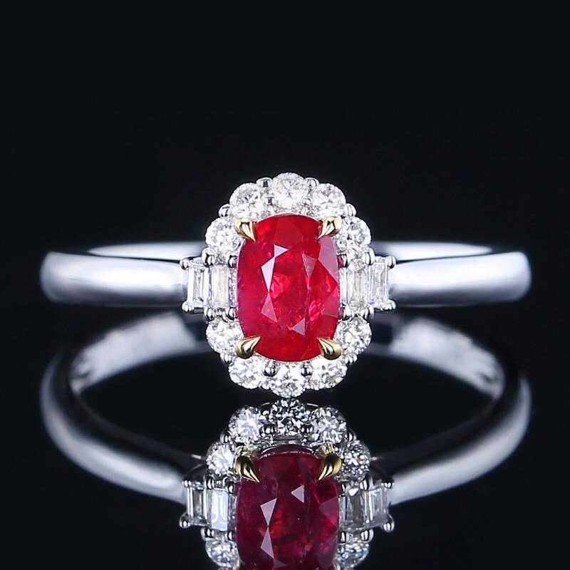 14K White Gold 0.96 CTW Natural Ruby & Diamond Ring with Certificate (1 of 6)