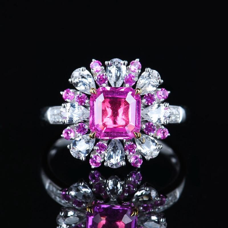 14K White Gold 1.51 CTW Natural Sapphire & Diamond Ring with Certificate (1 of 9)