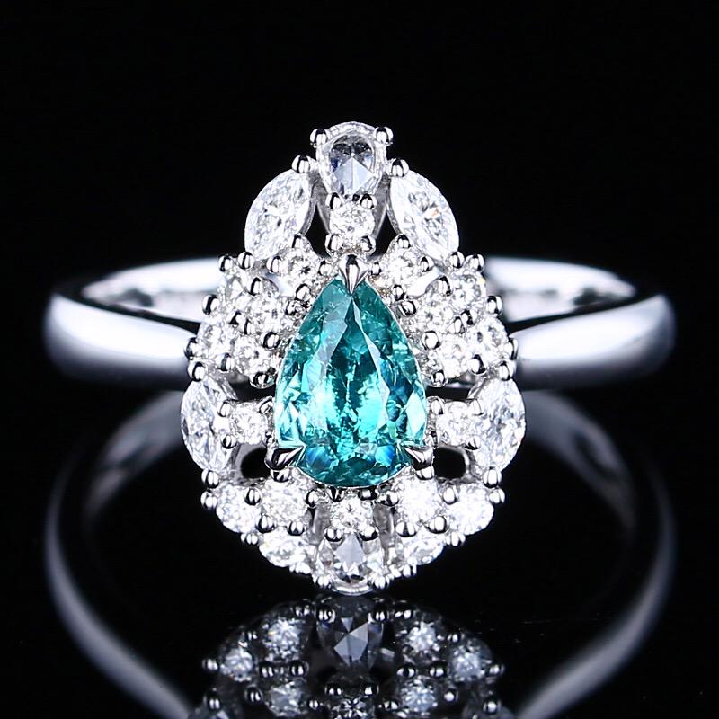 14K White Gold 0.98 CTW Natural Paraiba Tourmaline & Diamond Ring (1 of 8)