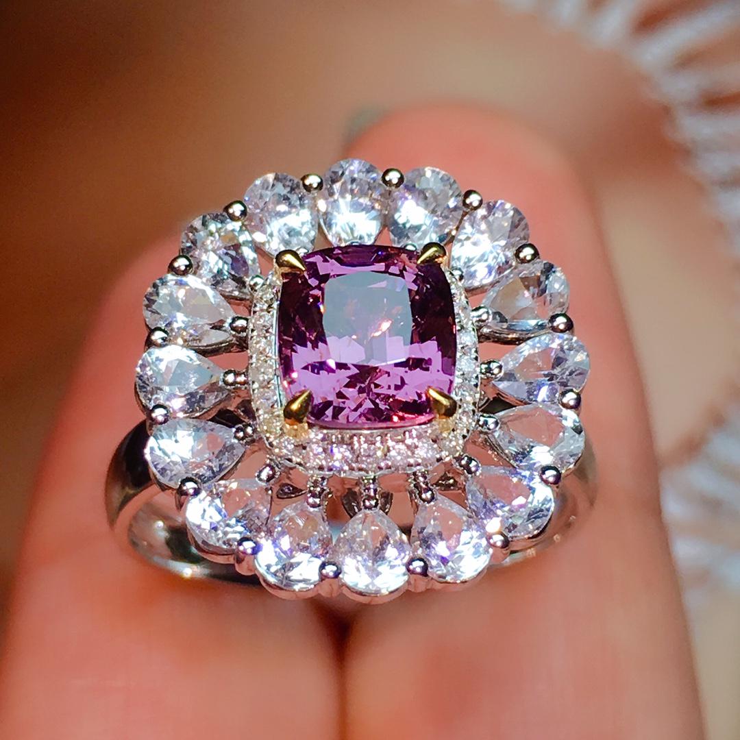 14K White Gold 1.468 CTW Spinel & Diamond Ring (1 of 7)