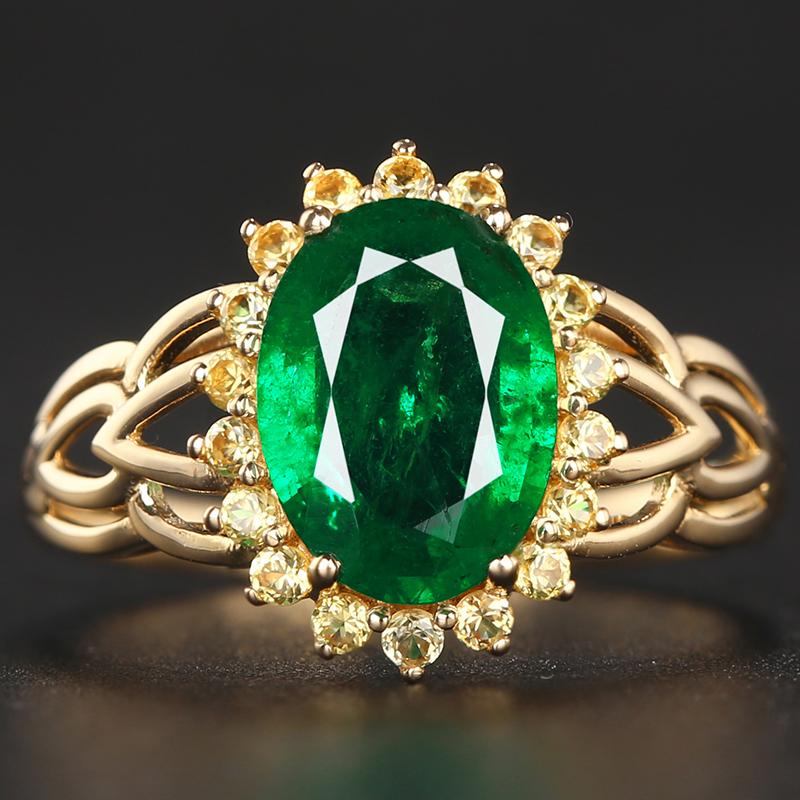 14K Yellow Gold 1.90 CTW Emerald & Sapphire Ring (1 of 14)