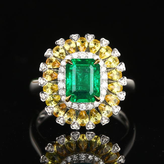 18K White Gold 2.1 CTW Emerald & Diamond Ring (1 of 10)