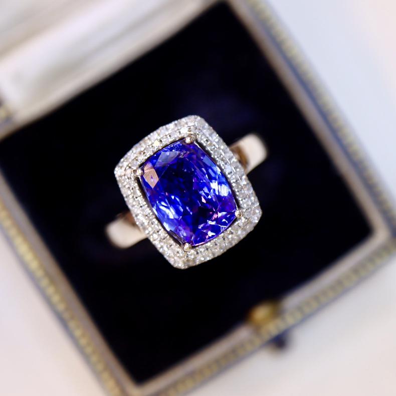 14K White Gold 3.49 CTW Natural Tanzanite & Diamond Ring with Certificate (1 of 7)