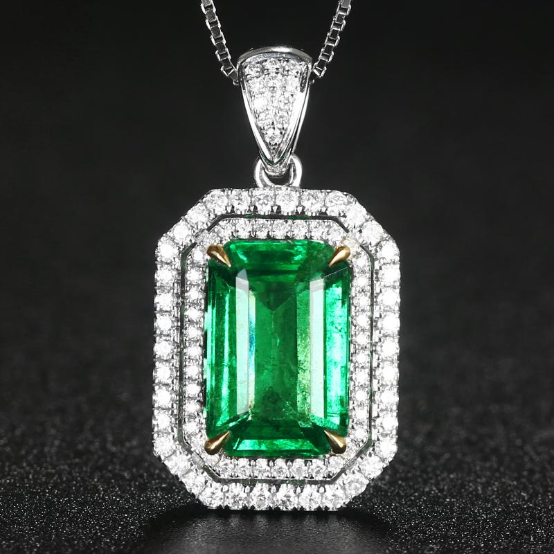 14K White Gold 2.523 CTW Emerald & Diamond Pendant (1 of 9)