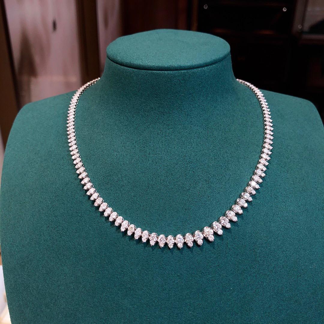 14K White Gold 10 CTW Natural Diamond Necklace with Certificate (1 of 7)