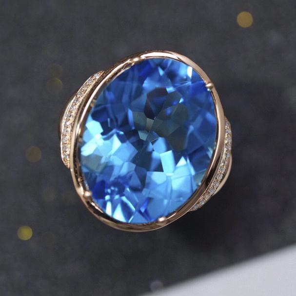 14K Rose Gold 16.5 CTW Topaz & Diamond Ring (1 of 8)