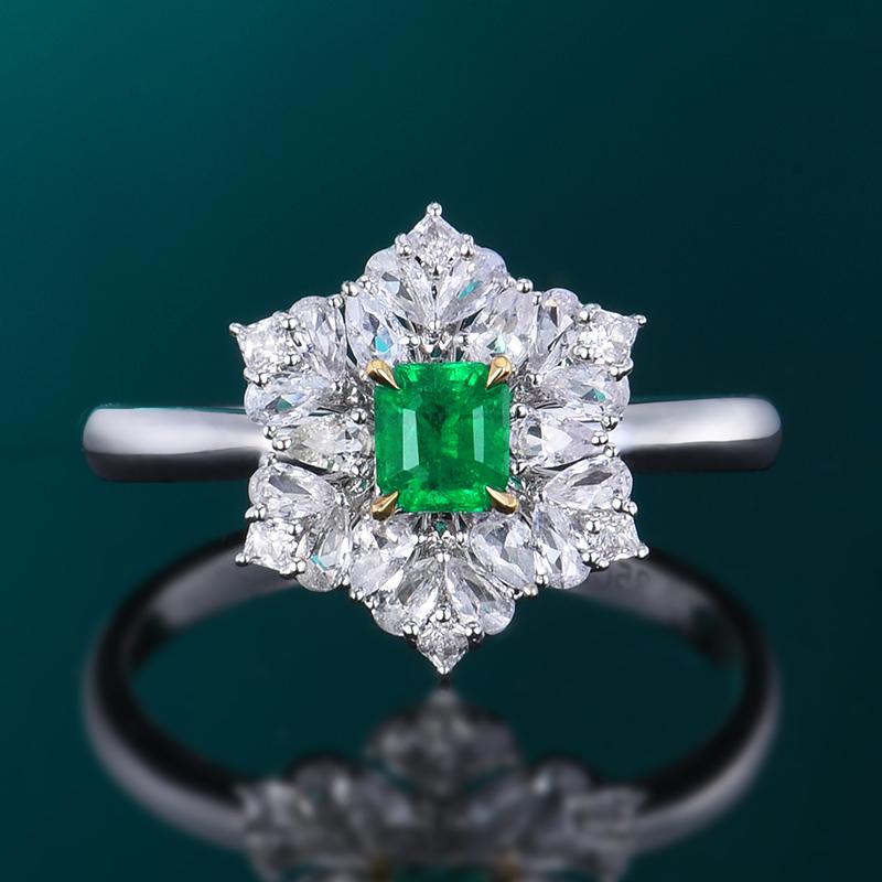 14K White Gold 3.73 CTW Natural Emerald & Diamond Ring with Certificate (1 of 10)