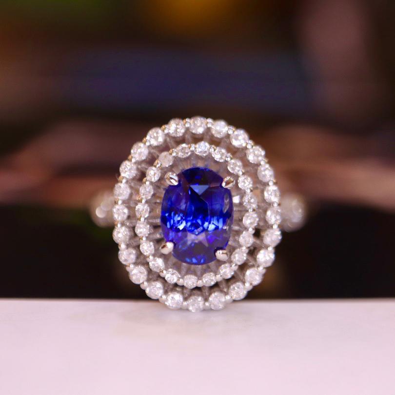 14K White Gold 1.5 CTW Natural Sapphire & Diamond Ring with Certificate (1 of 10)