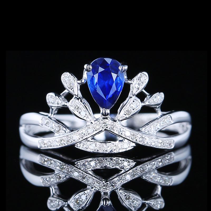 14K White Gold 0.54 CT Sapphire & Diamond Ring (1 of 9)