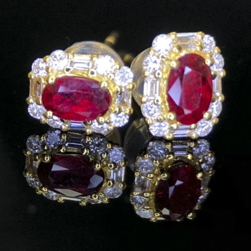 14K Yellow Gold 0.906 CTW Ruby & Diamond Earrings (1 of 11)