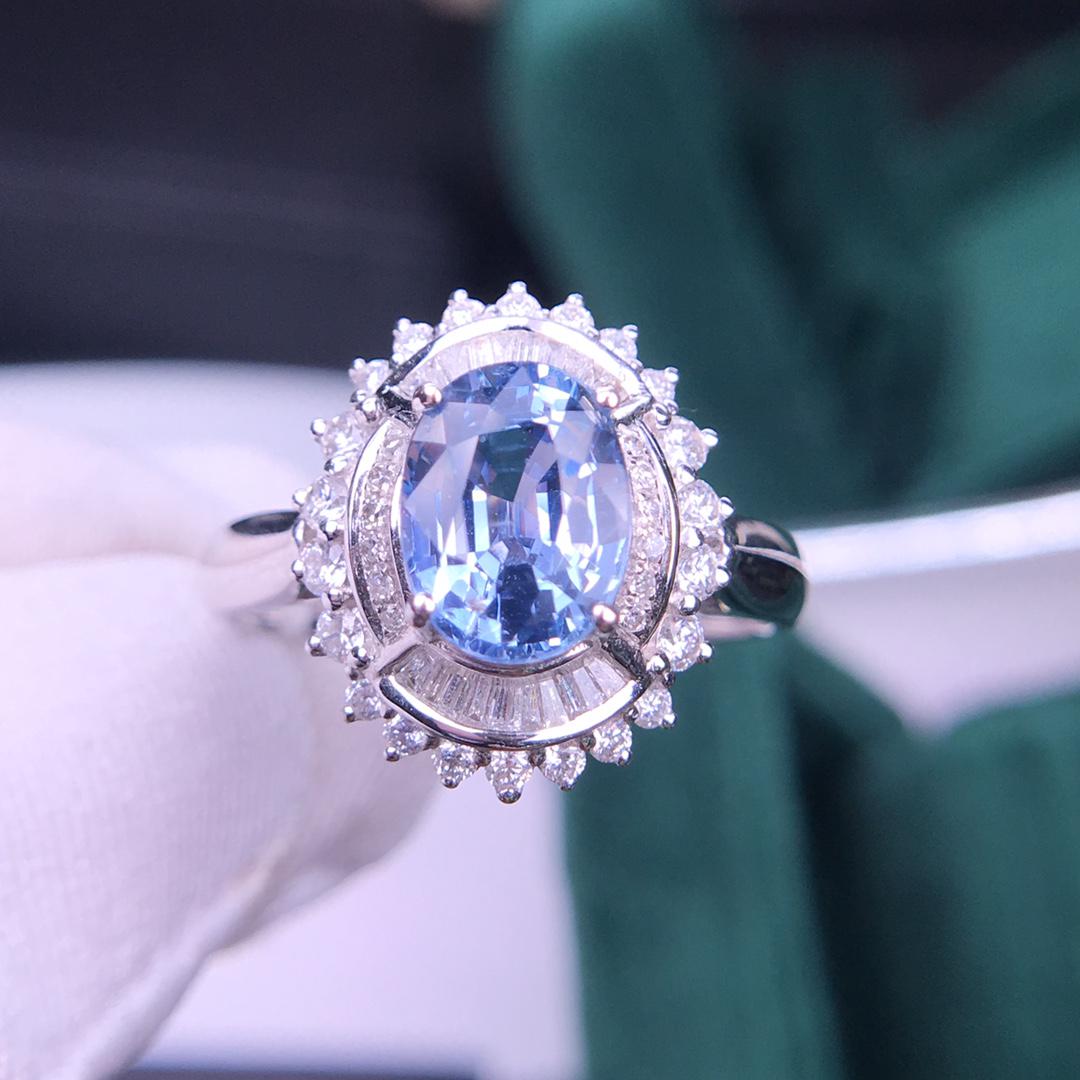 14K White Gold 1.69 CT Sapphire & Diamond Ring (1 of 8)