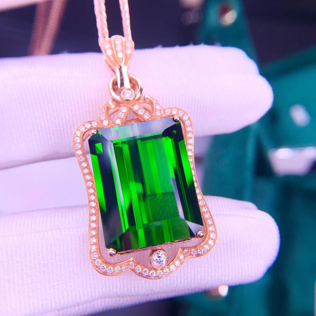 14K Rose Gold 16.9 CT Tourmaline & Diamond Pendant (1 of 6)