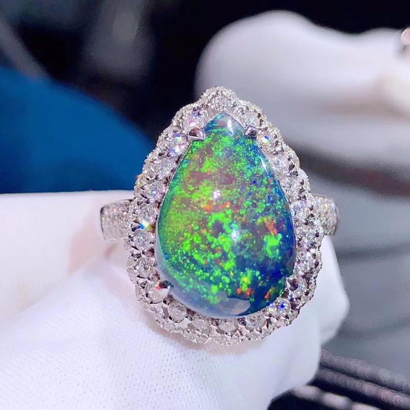 14K White Gold 5.78 CTW Opal & Diamond Ring (1 of 10)