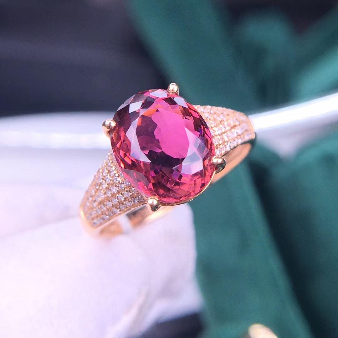 14K Rose Gold 4 CT Tourmaline & Diamond Ring (1 of 7)