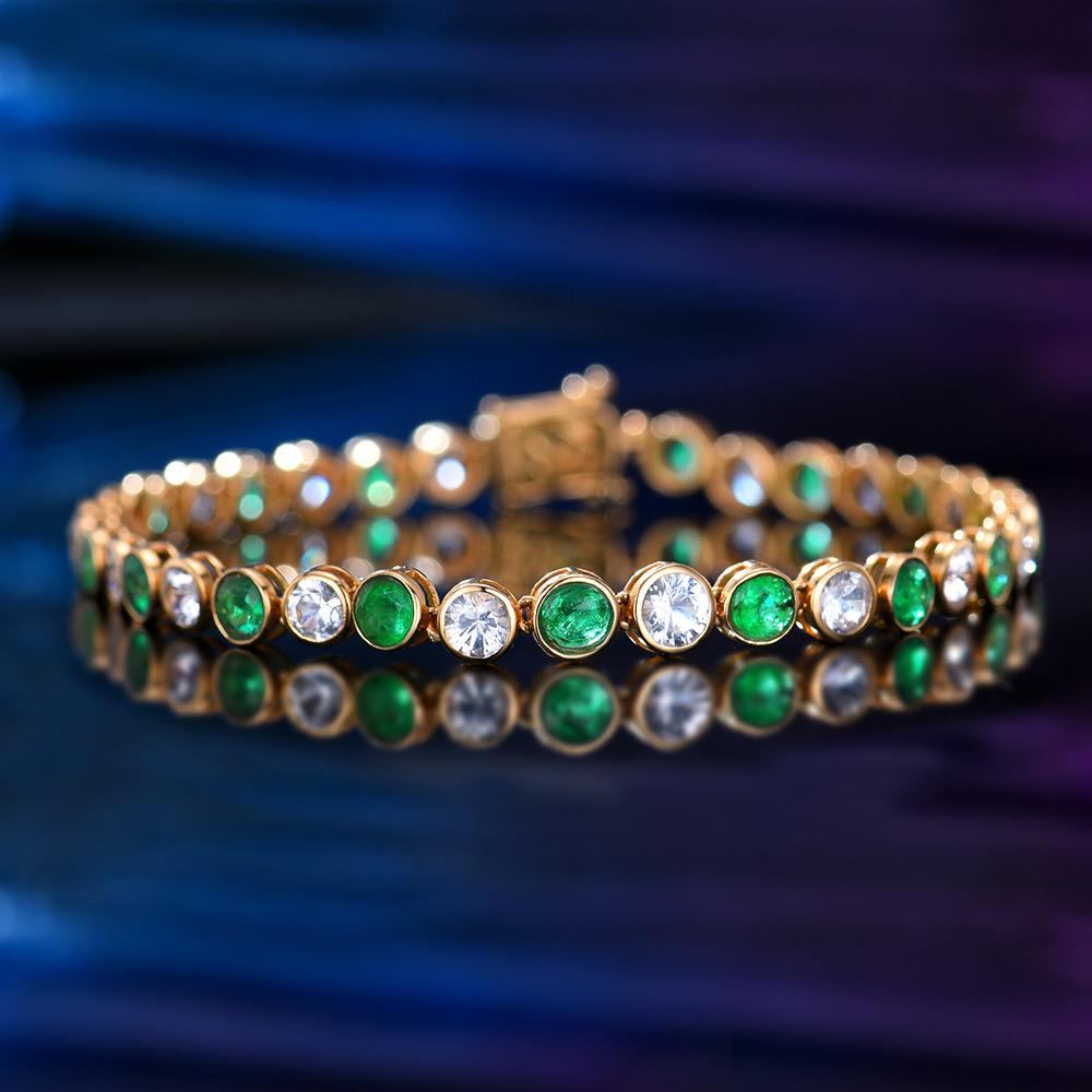 14K Rose Gold 5.17 CTW Natural Emerald Bracelet with Certificate (1 of 8)