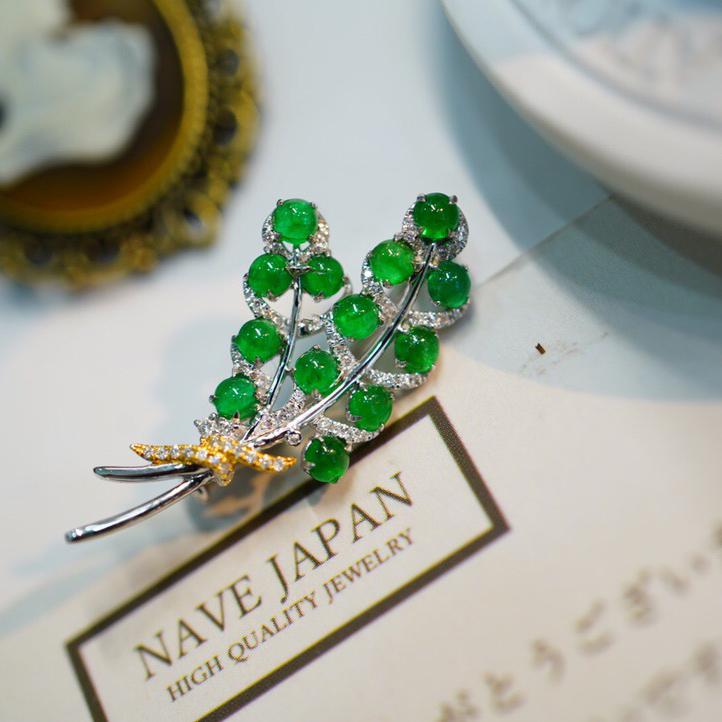 14K White Gold 1.03 CT Emerald & Diamond Brooch (1 of 8)