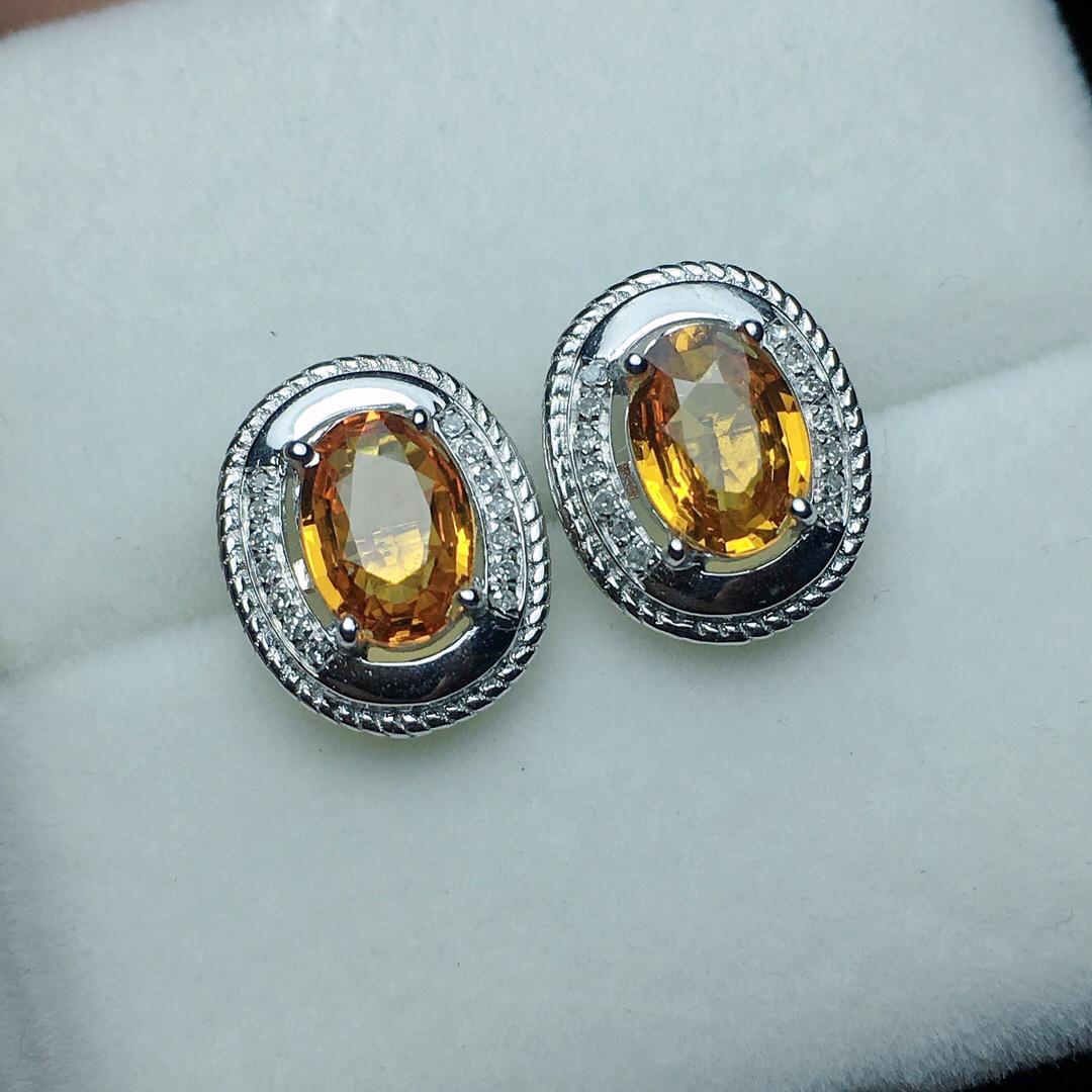 14K White Gold 2.05 CT Sapphire & Diamond Earrings (1 of 7)