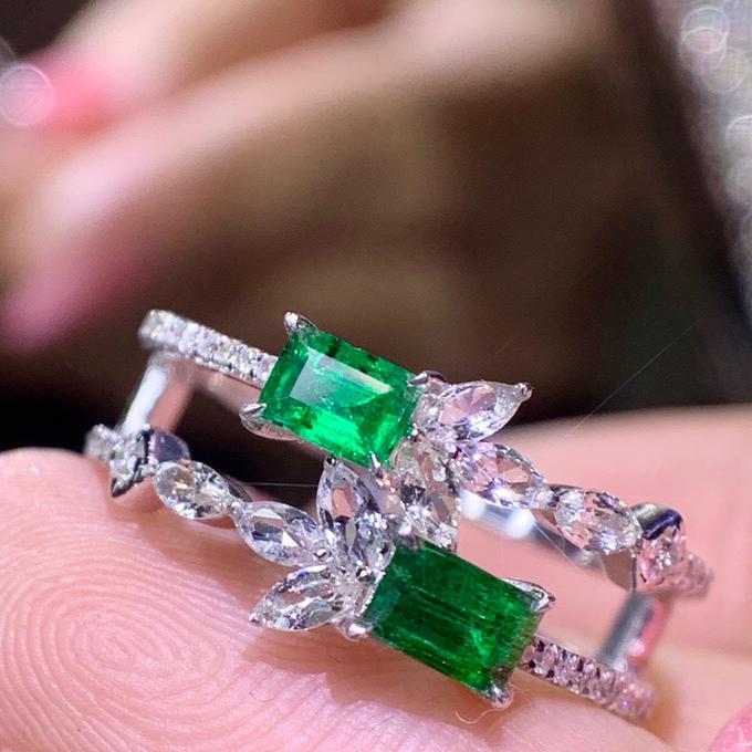 14K White Gold 0.44 CTW Emerald & Diamond Ring (1 of 9)