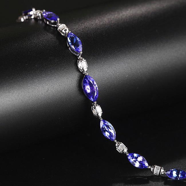 14K White Gold 5.696 CTW Tanzanite & Diamond Bracelet (1 of 6)