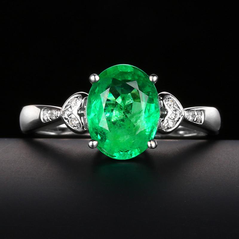 14K WHITE GOLD 1.50 CTW VIVID GREEN NATURAL EMERALD & DIAMOND RING (1 of 5)