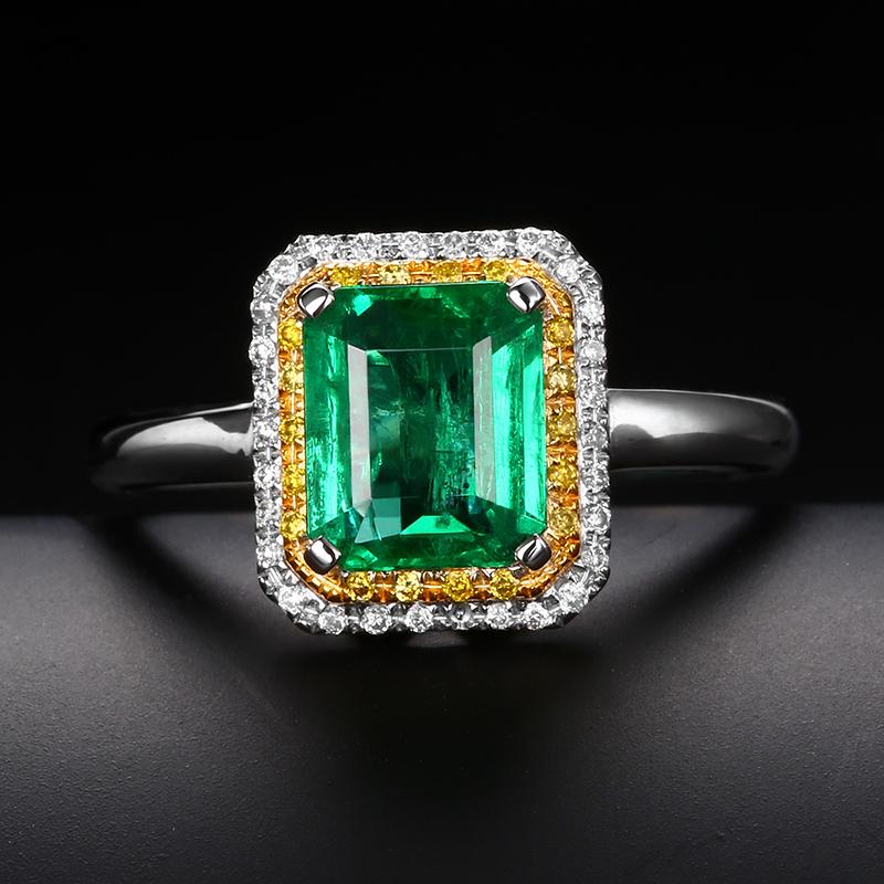 14K WHITE GOLD 1.53 CTW VIVID GREEN DIAMOND RING (1 of 5)