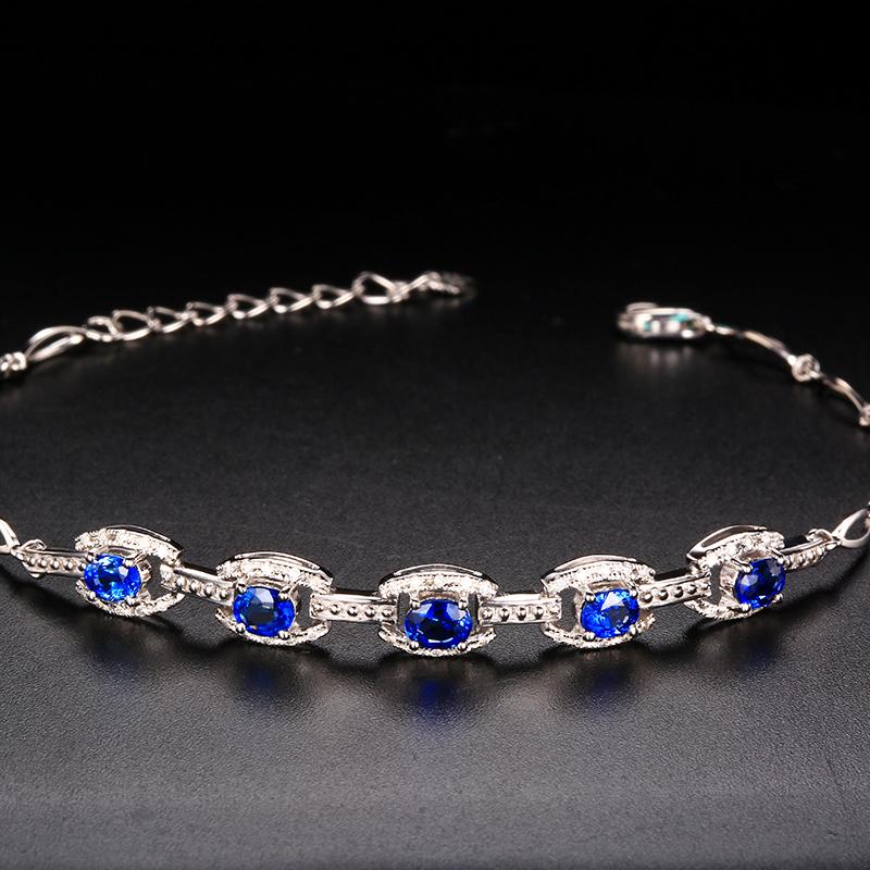 14K WHITE GOLD 1.70 CTW VIVID BLUE NATURAL SAPPHIRE & DIAMOND BRACELET (1 of 7)