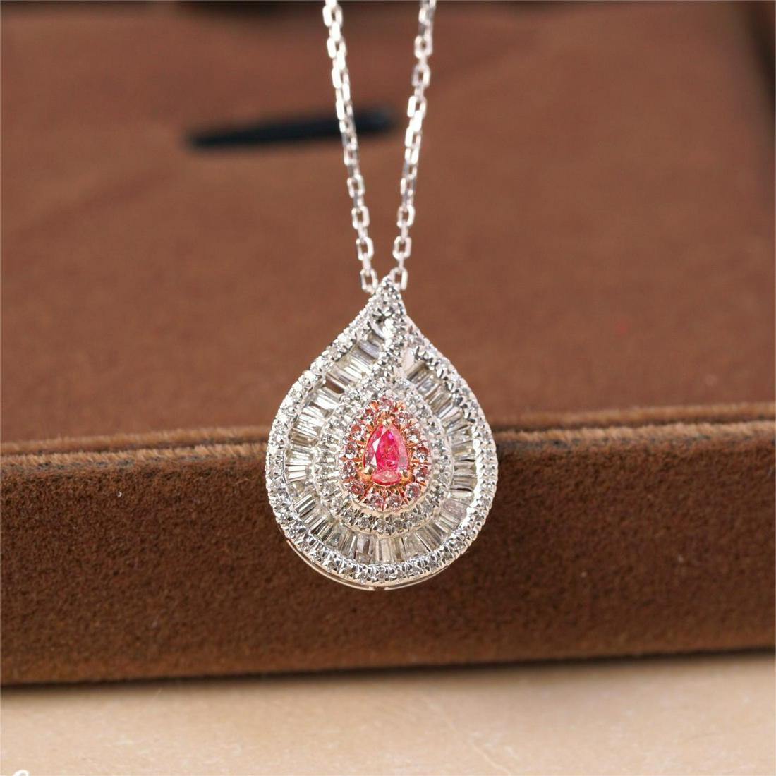 14K WHITE GOLD 0.52 CT PINK DIAMOND & DIAMOND NECKLACE (1 of 6)