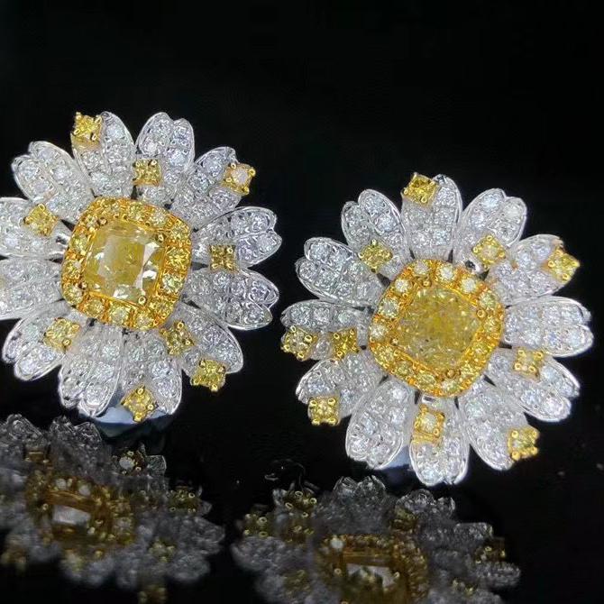 14K White Gold 0.4 CT Yellow Diamond Earrings (1 of 7)