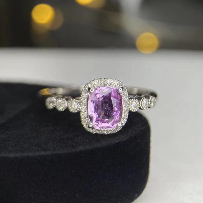 14K White Gold 1.03 CTW Intense Pink Sapphire & Diamond Ring (1 of 6)