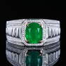 14K WHITE GOLD 1.83 CTW VIVID GREEN NATURAL EMERALD & DIAMOND RING