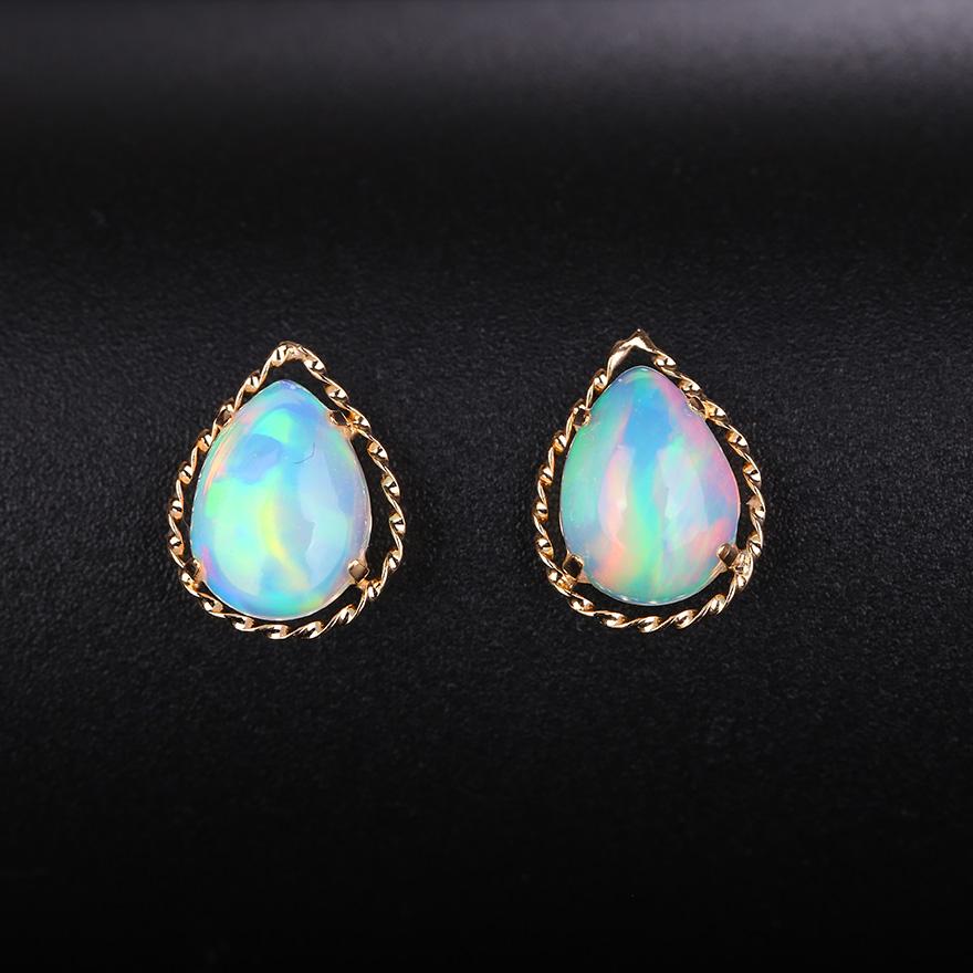 14K ROSE GOLD 1.3 CT NATURAL OPAL EARRINGS (1 of 6)