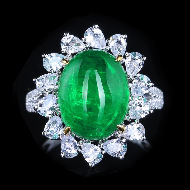 14K WHITE GOLD 6.59 CTW NATURAL EMERALD & DIAMOND RING (1 of 8)