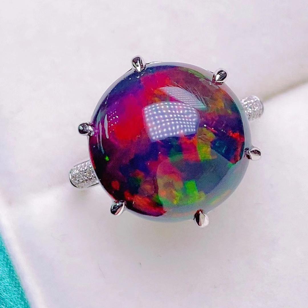 14K White Gold 6.317 CTW Opal & Diamond Ring (1 of 9)