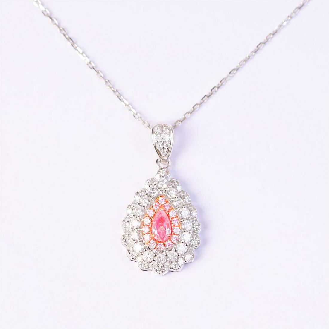 14K WHITE GOLD 0.60 CTW PINK DIAMOND & DIAMOND NECKLACE (1 of 7)