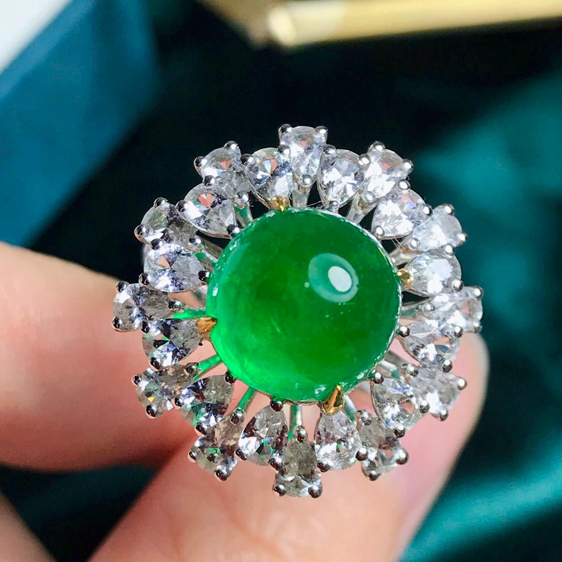 14K White Gold 6.76 CT Emerald & Diamond Ring (1 of 7)