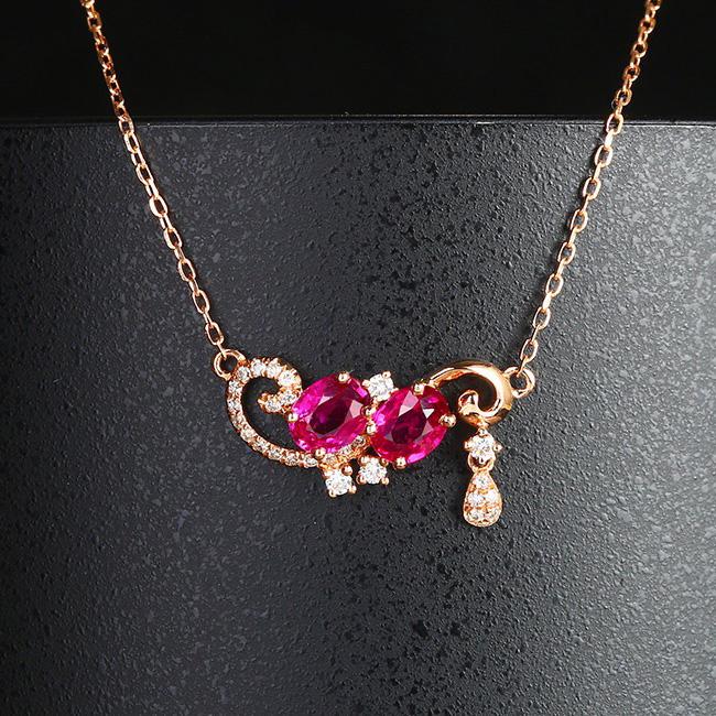 14K Rose Gold 0.666 CTW Ruby & Diamond Necklace (1 of 5)