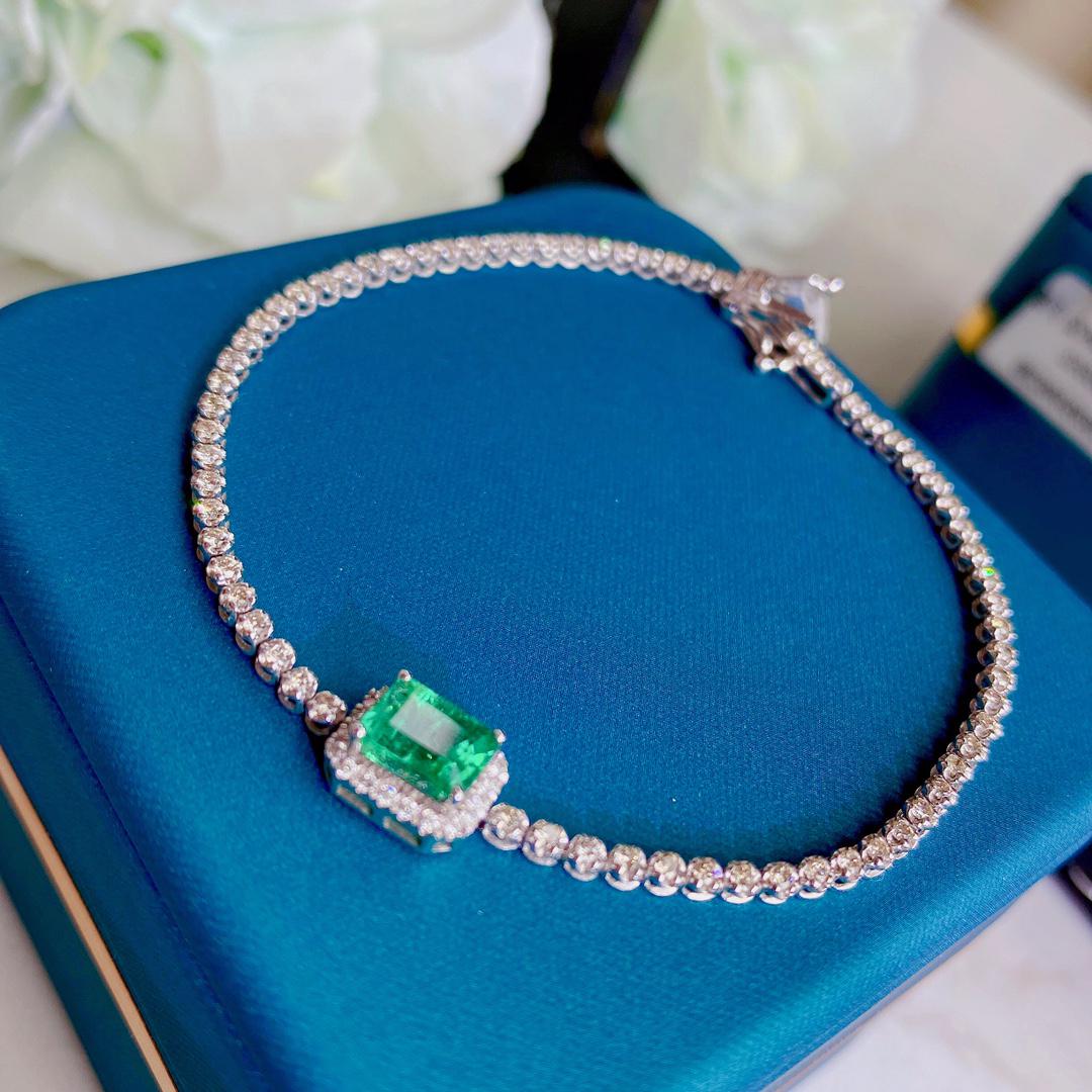 14K White Gold 2.16 CTW Emerald & Diamond Bracelet (1 of 6)