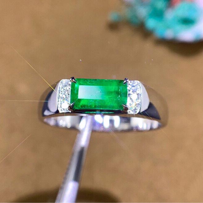 14K White Gold 0.89 CTW Emerald & Diamond Ring (1 of 7)