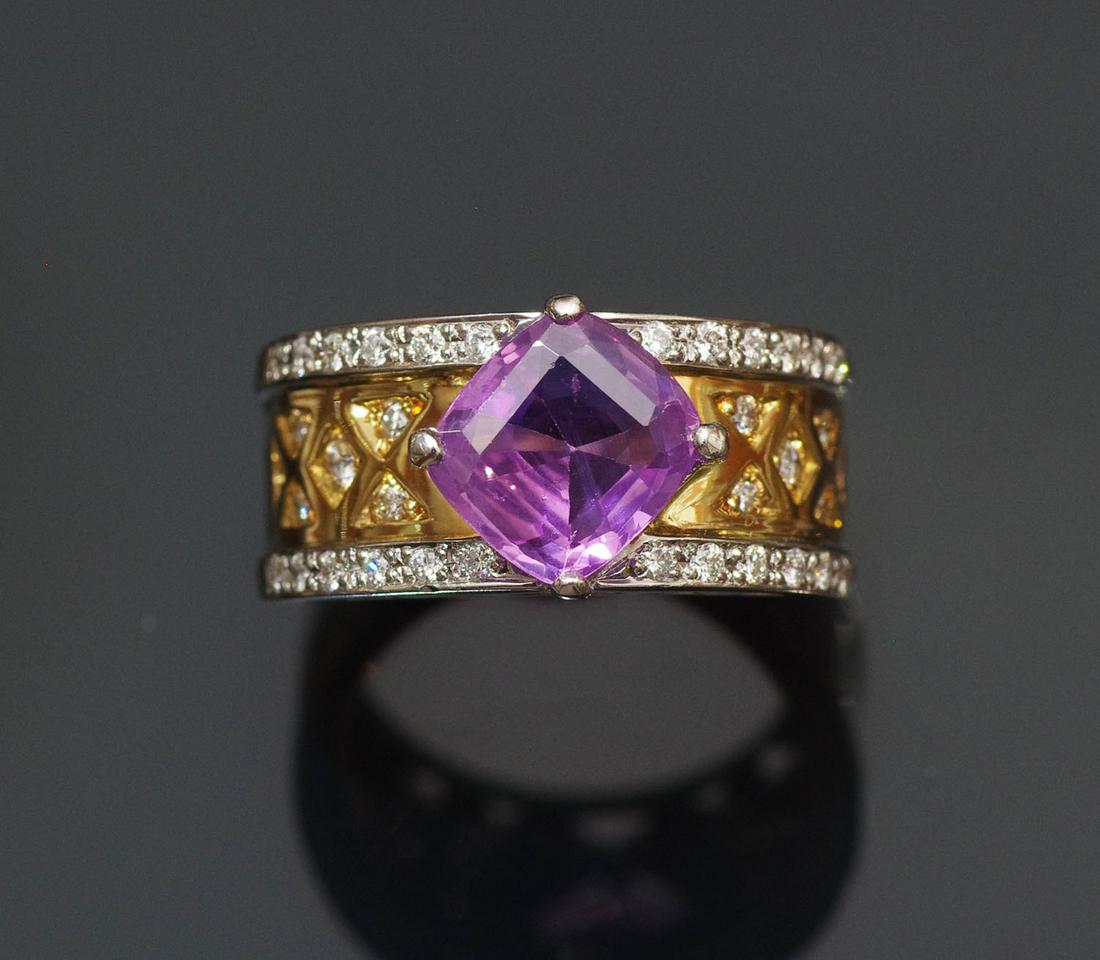 14K GOLD 3.08 CTW NATURAL SAPPHIRE & DIAMOND RING (1 of 8)