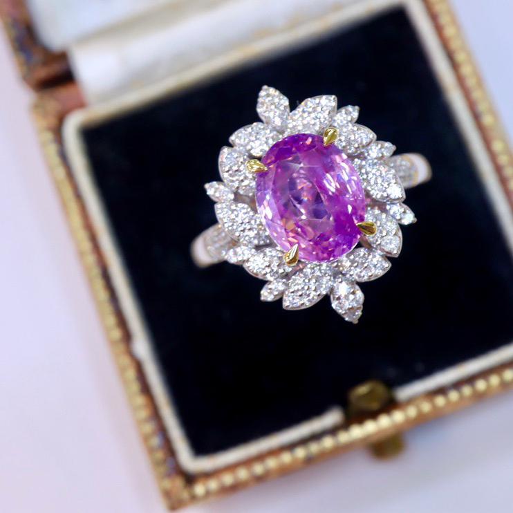 14K GOLD 3.49 CTW NATURAL SAPPHIRE & DIAMOND RING (1 of 7)