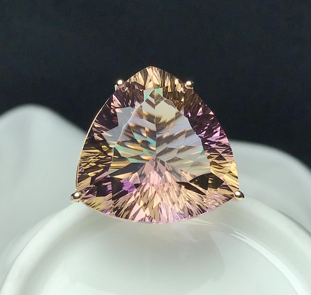14K GOLD 21.6 CT AMETRINE  & DIAMOND RING (1 of 8)