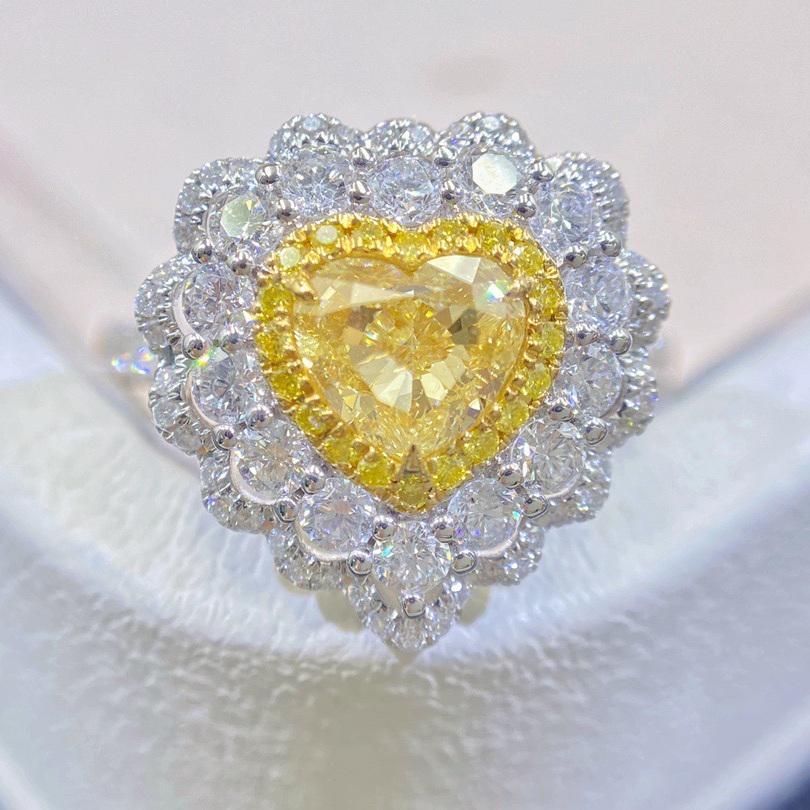 14K GOLD 1.90 CTW YELLOW DIAMOND & DIAMOND RING/PENDANT (1 of 6)