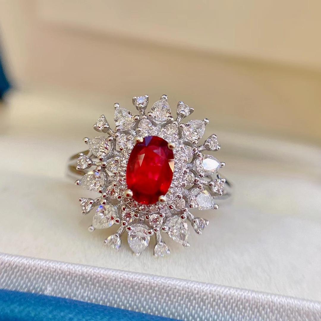 14K White Gold 0.6 CT Ruby & Diamond Ring (1 of 7)
