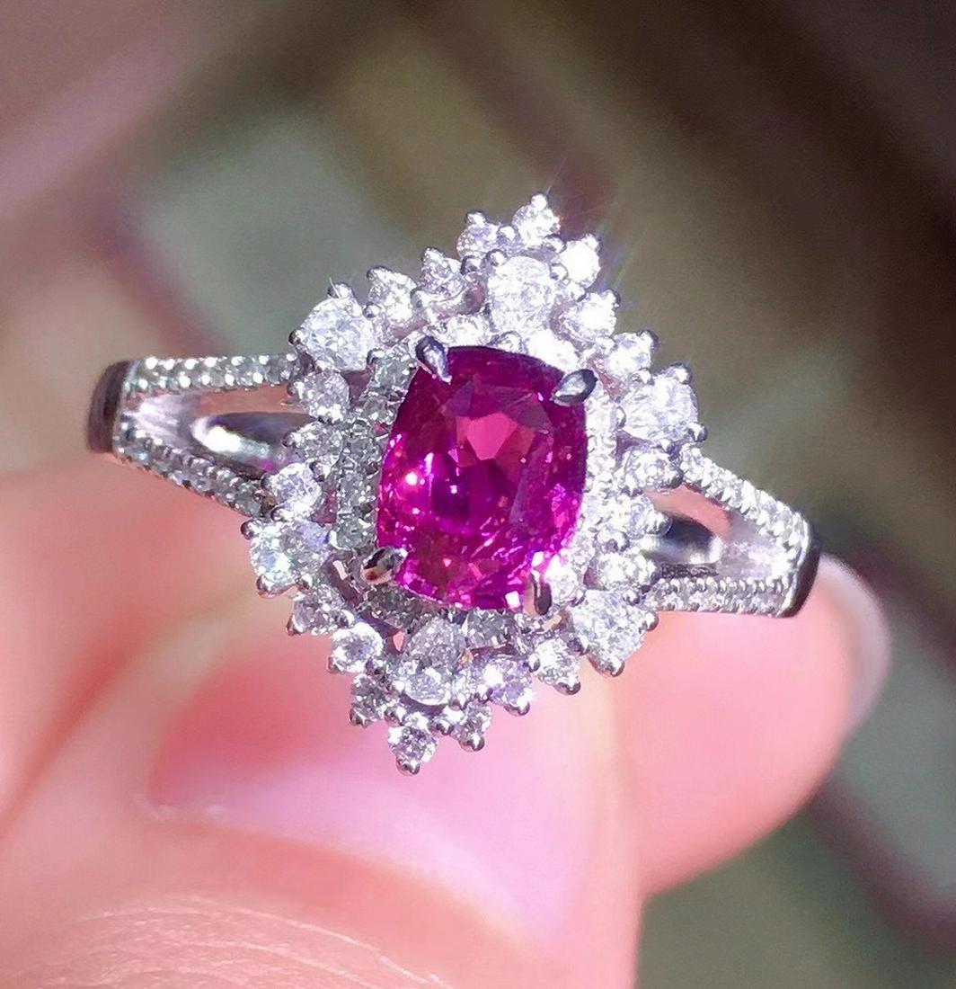 14K White Gold 1.07 CT Sapphire & Diamond Ring (1 of 8)