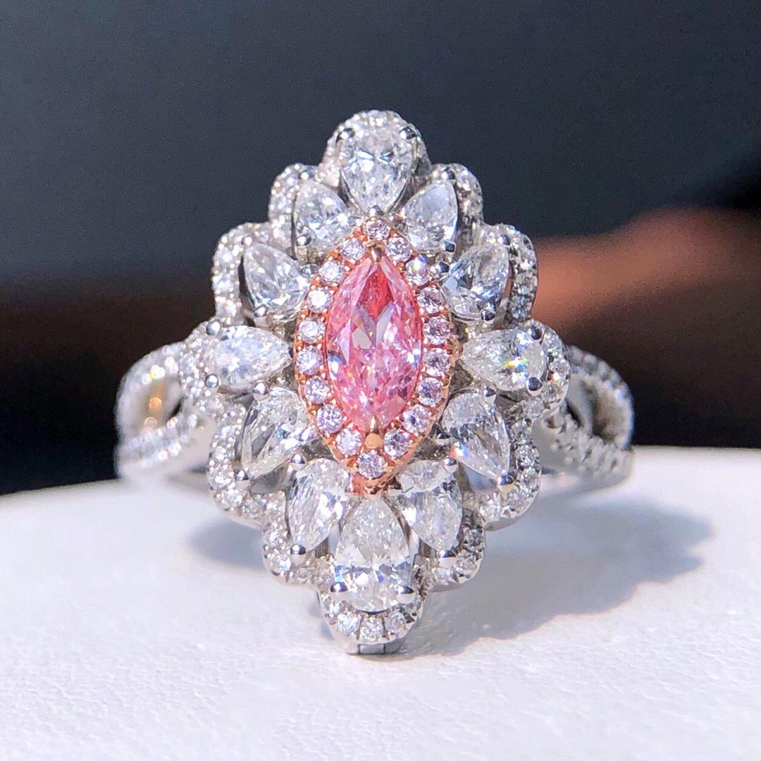 14K GOLD 1.55 CTW PINK DIAMOND & DIAMOND RING/PENDANT (1 of 9)