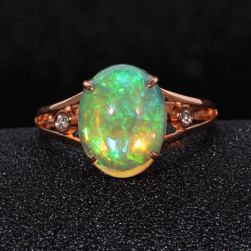 14K GOLD 2.89 CTW NATURAL OPAL & DIAMOND RING (1 of 8)