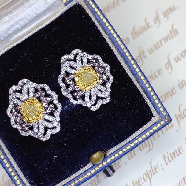 14K White Gold 0.95 CTW Yellow Diamond Earrings (1 of 8)