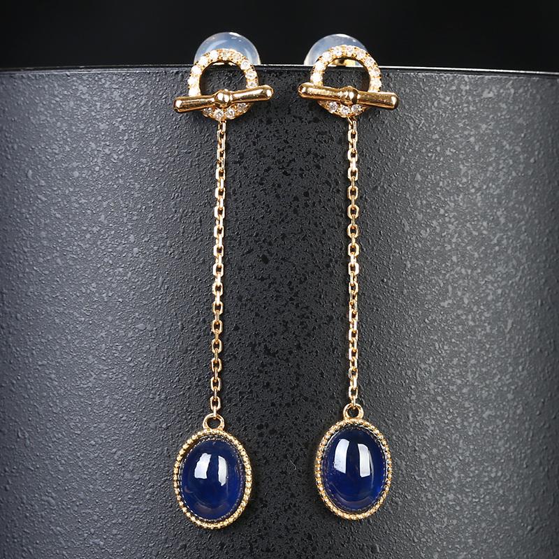 14K GOLD 2.0 CTW VIVID BLUE NATURAL SAPPHIRE & DIAMOND EARRINGS (1 of 7)