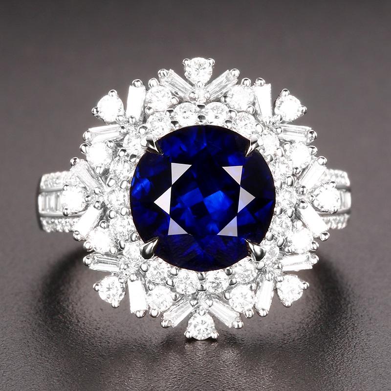14K GOLD 4.95 CTW NATURAL SAPPHIRE & DIAMOND RING (1 of 5)