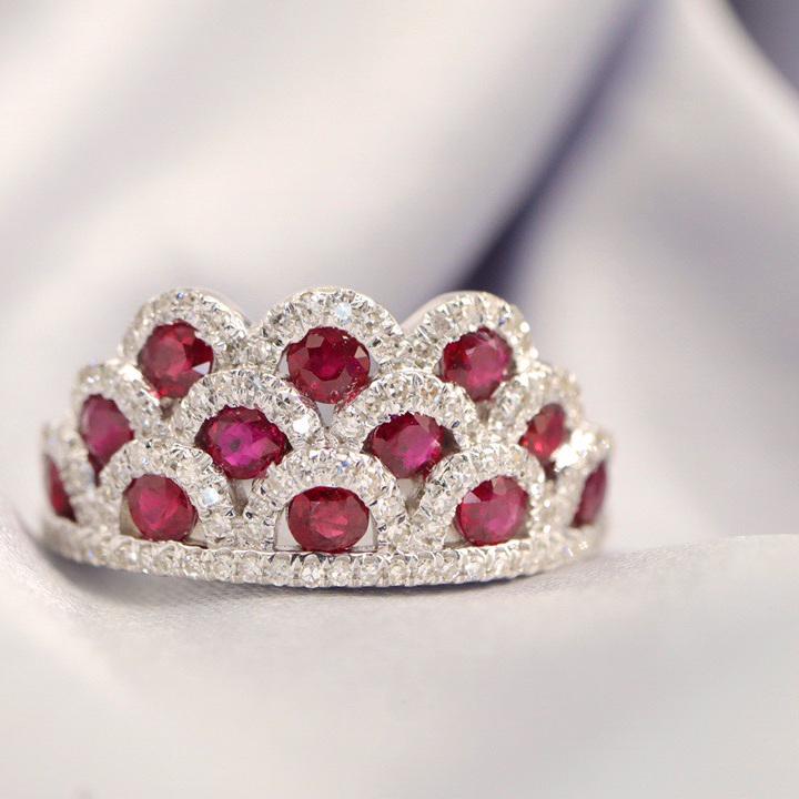 14K GOLD 1.66 CTW VIVID RED NATURAL RUBY & DIAMOND RING (1 of 6)